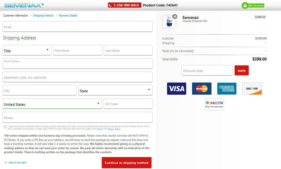 Semenax - Order Page